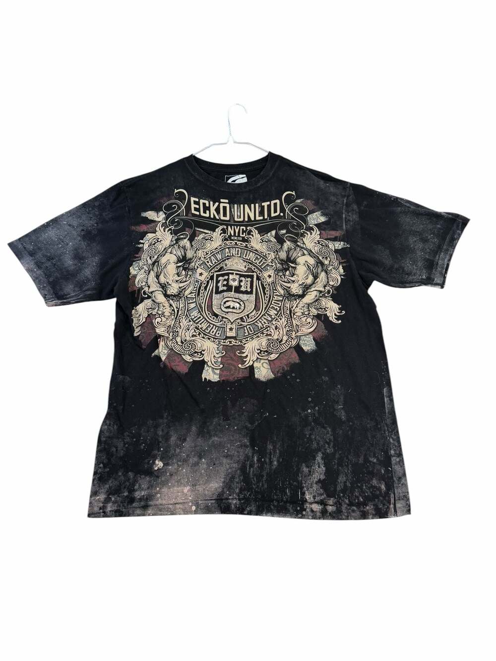 Vintage Ecko Unltd. Rhino Graphic Acid Wash T-Shirt XL Raw and Uncut